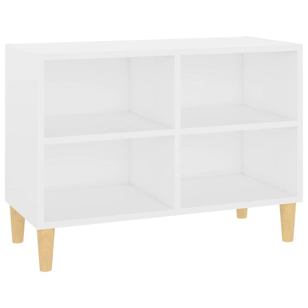 TV Cabinet With Solid Wood Legs White 69.5x30x50 Cm