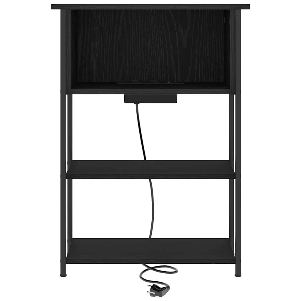 Comodino | Armadio da Notte | Mobiletto da notte Rovere Nero 55 x 31 x 76 cm Legno multistrato