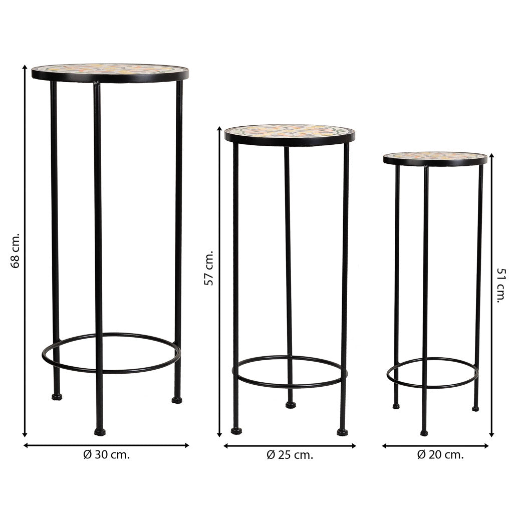 Set di 3 supporti in mosaico Verde scuro e metallo