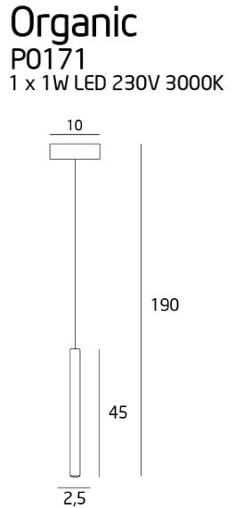 Lampada a sospensione spot rame Organic LED 1W Maxlight P0171