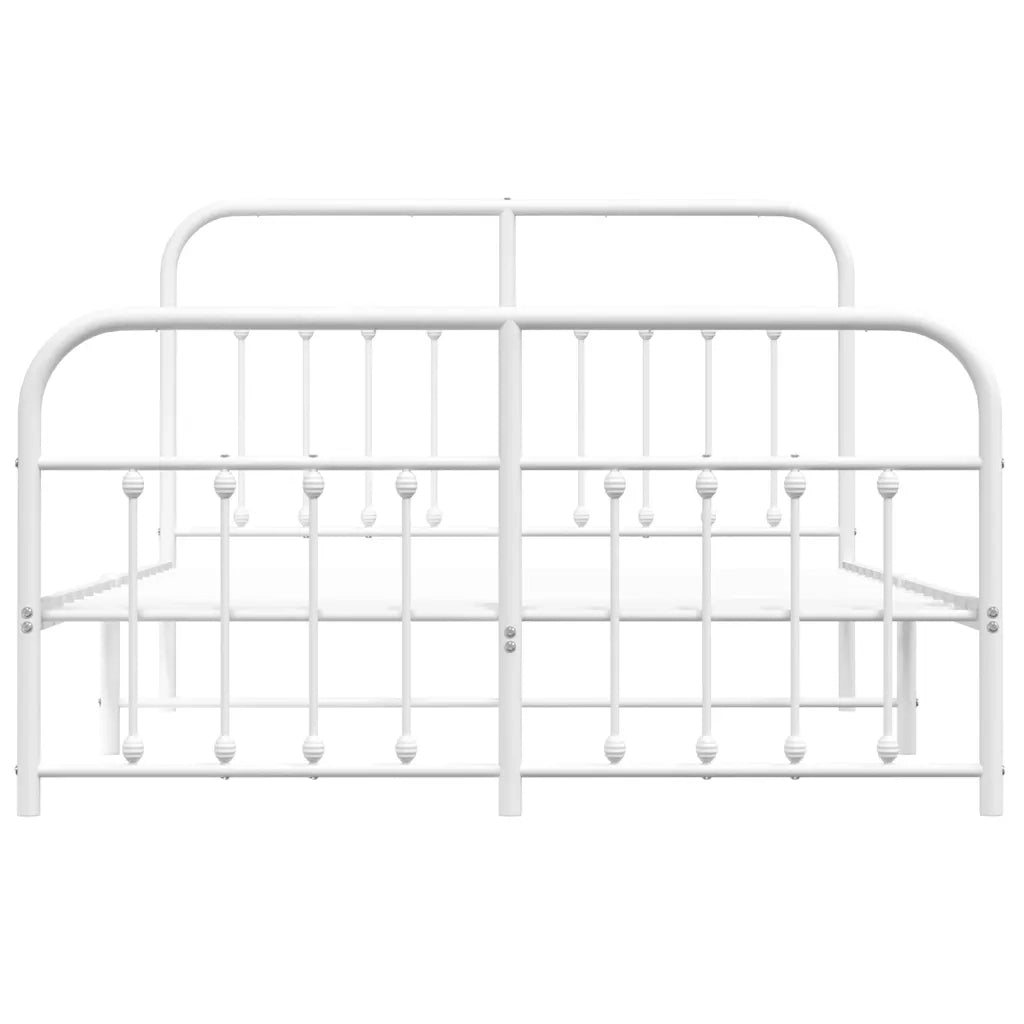 Letto matrimoniale | Letto per adulti | Giroletto con Testiera e Pediera Metallo Bianco 140x190 cm