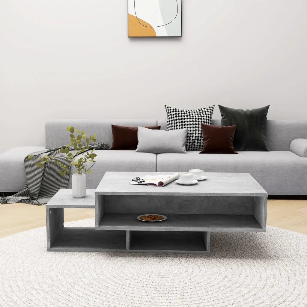 Tavolino da Salotto Grigio Cemento 105x55x32 cm in Truciolato 808526