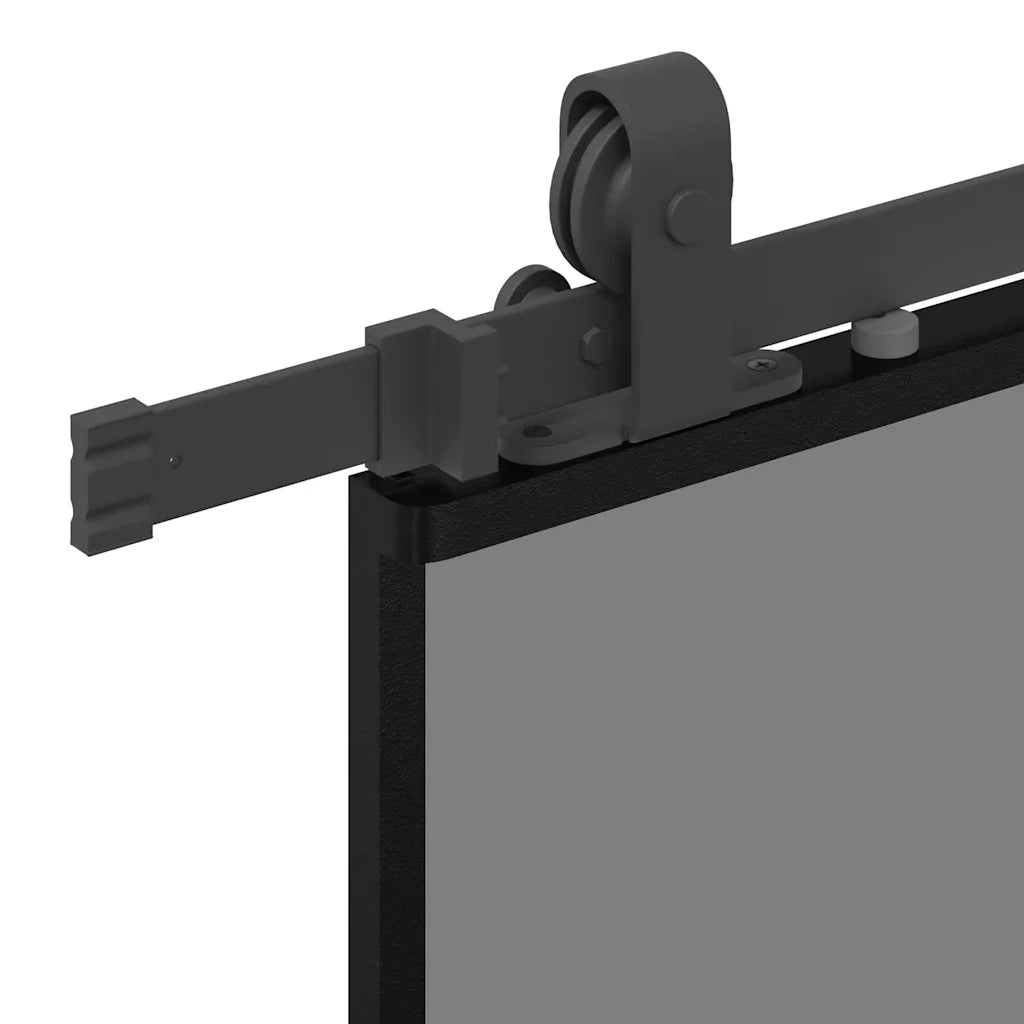 Porta Scorrevole Set Ferramenta Nera 76x205 cm Vetro Temperato
