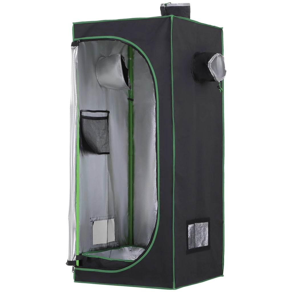 Tenda Idroponica in Oxford 600D con 3 Prese d'Aria Regolabili e Finestra,Serra Idroponica per Coltivazione con Foro per Cavi da Interno,60x60x140cm,Nero