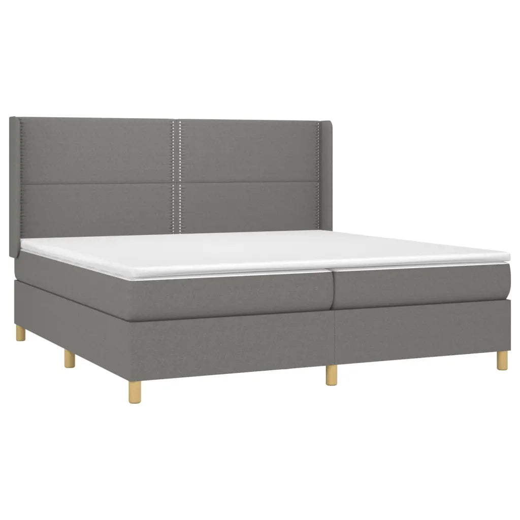 Giroletto a Molle con Materasso Grigio Scuro 200x200 cm Tessuto 3131938