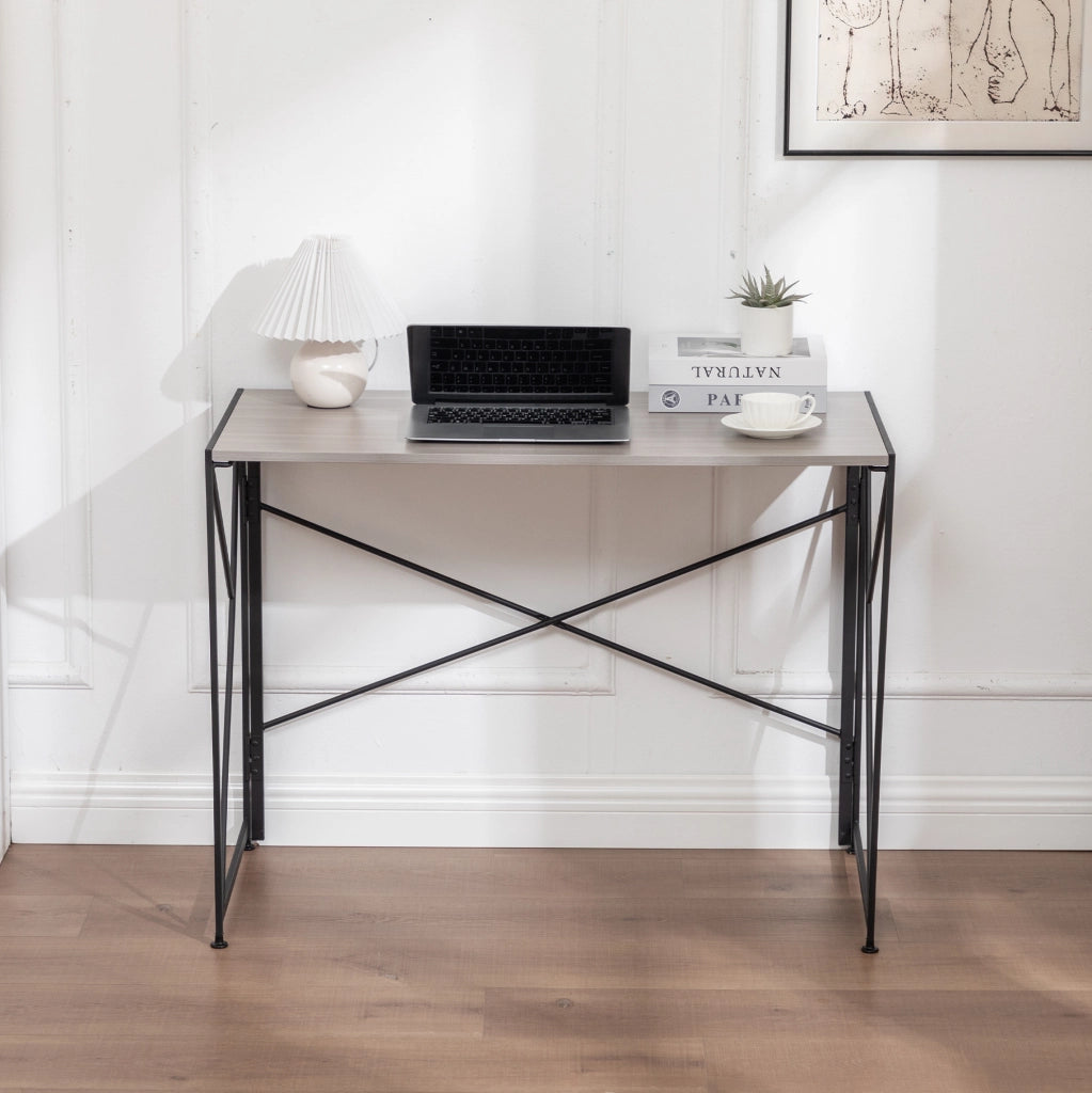 Scrivania pieghevole in MDF con finitura effetto legno, 99x50x75 cm, per piccoli spazi