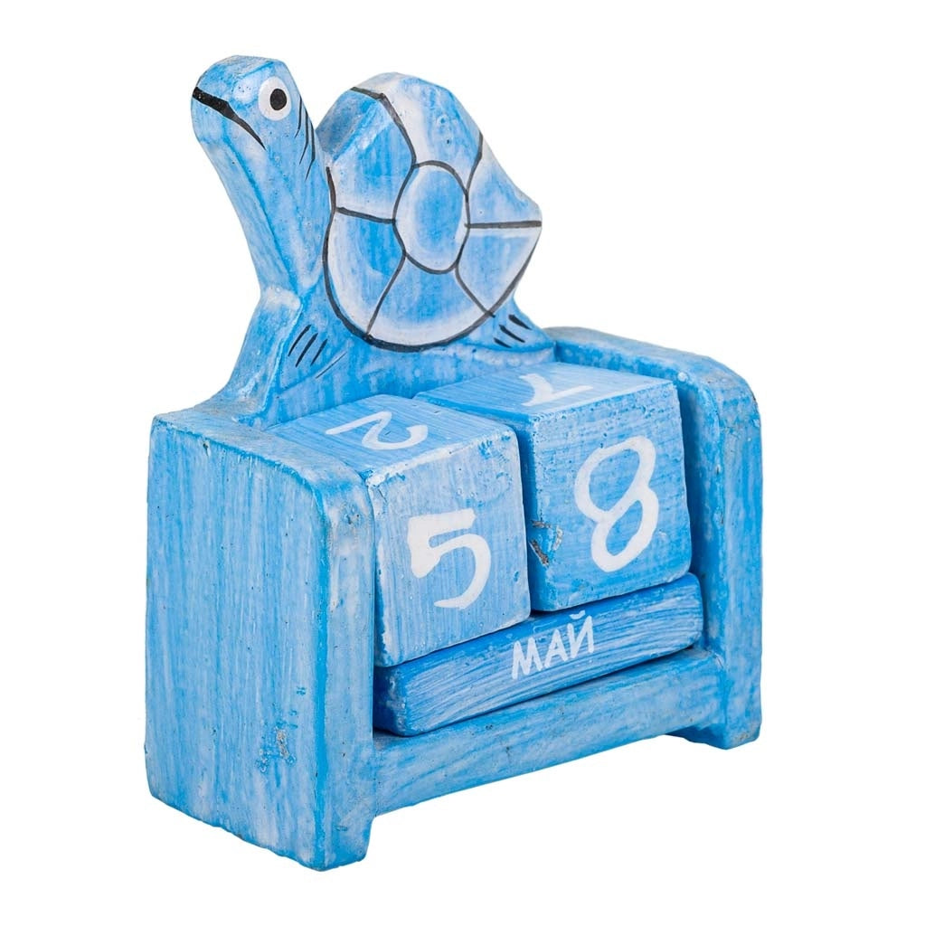 Calendario in legno blu 7x4x9h