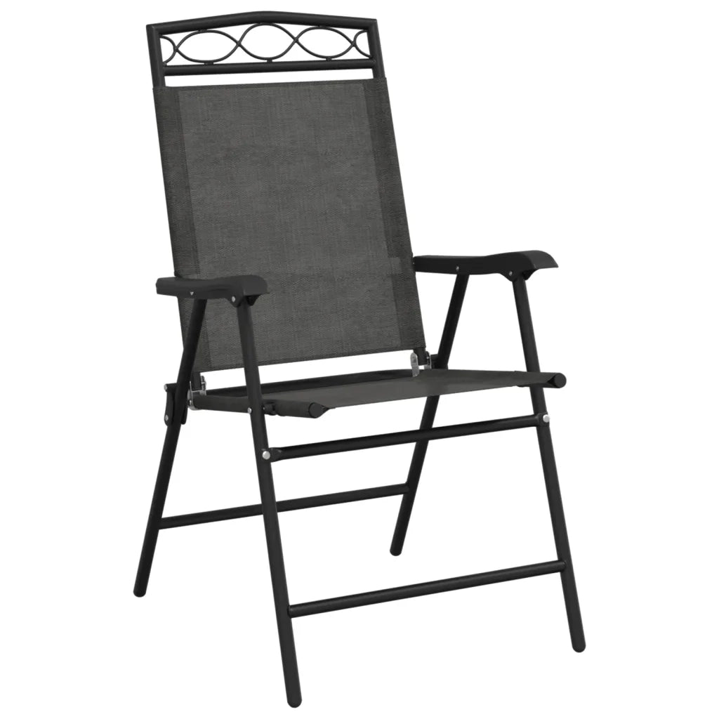 Sedie da Giardino Pieghevoli 2 pz in Acciaio Grigio e Textilene 360200