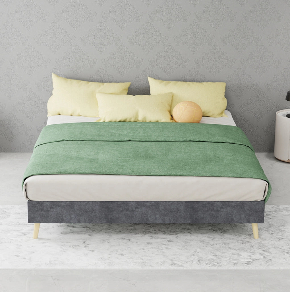 Letto moderno 140 x 200 cm grigio in tessuto e metallo