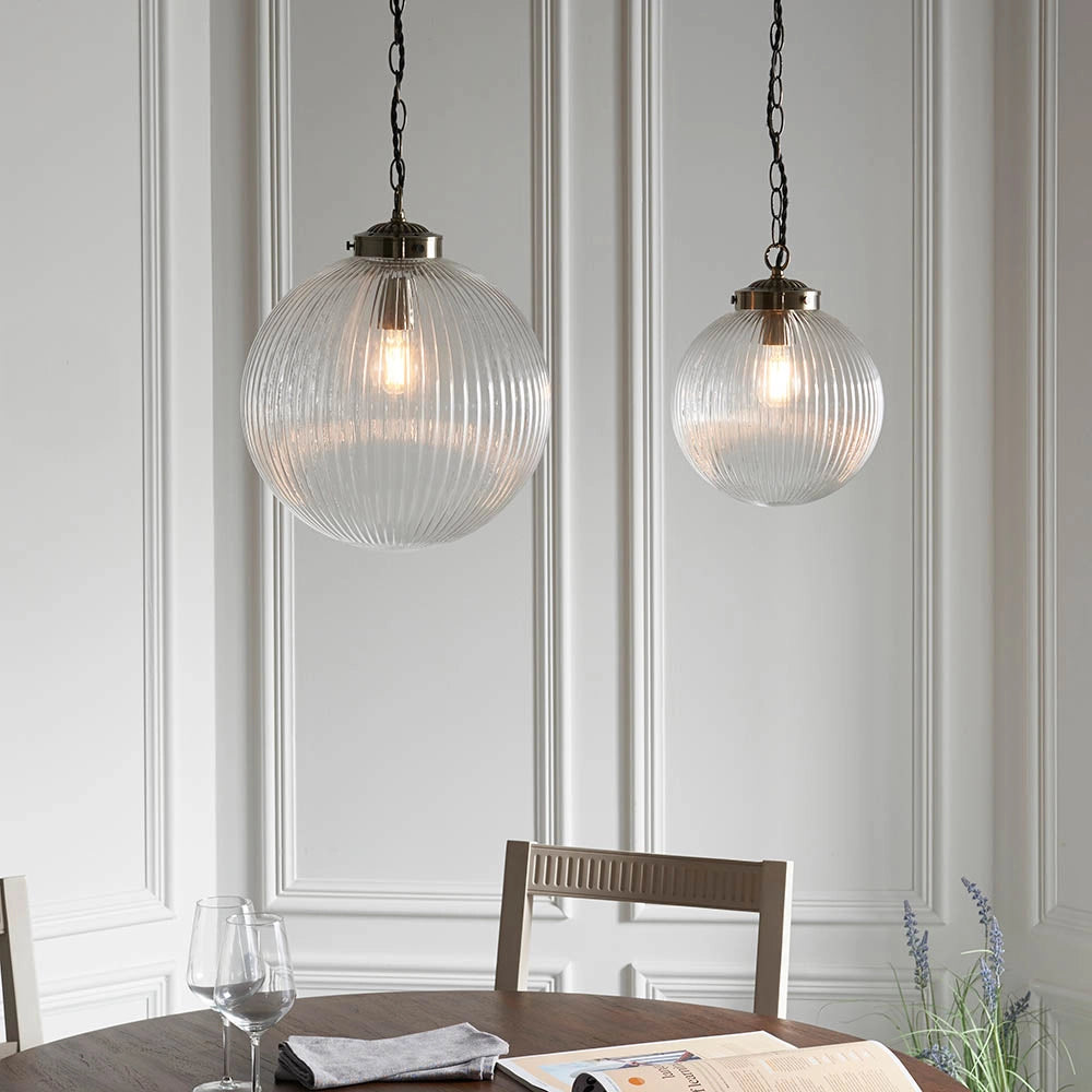 Lampada a sospensione vintage ottone globo Ø25 E27