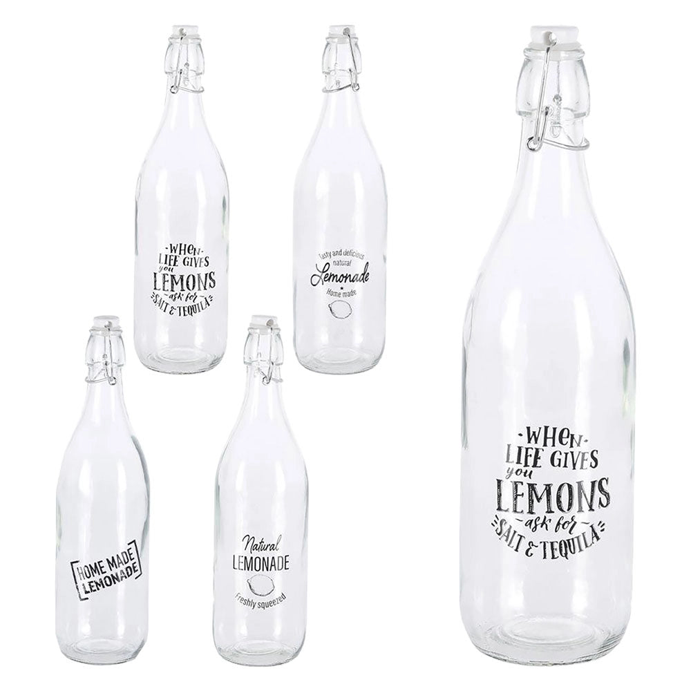 BOTTIGLIA IN VETRO 'DECORATA' 1000 ml- 12 pezzi