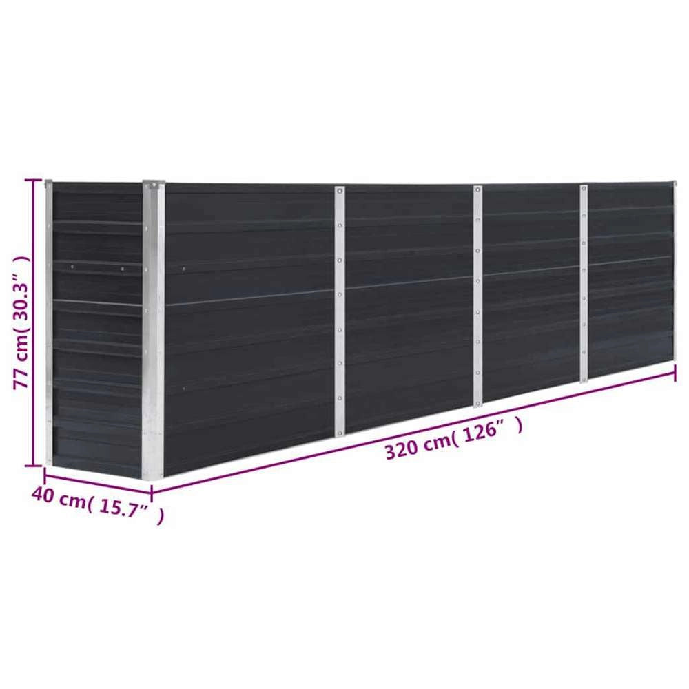 Raised Bed 320 X 40 X 77 Cm Galvanized Steel Anthracite