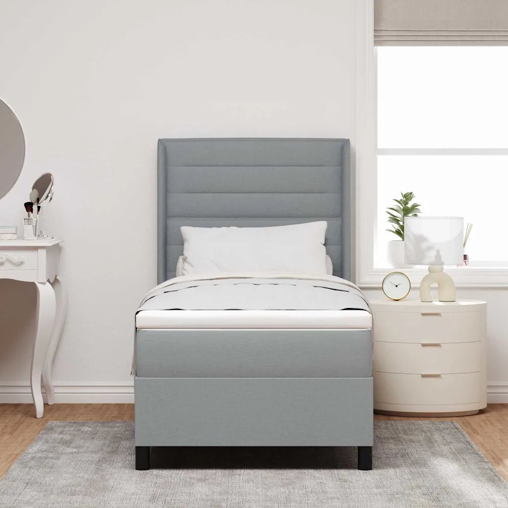 Letto a Sorgente LED Grigio chiaro 90 x 200 cm Tessuto