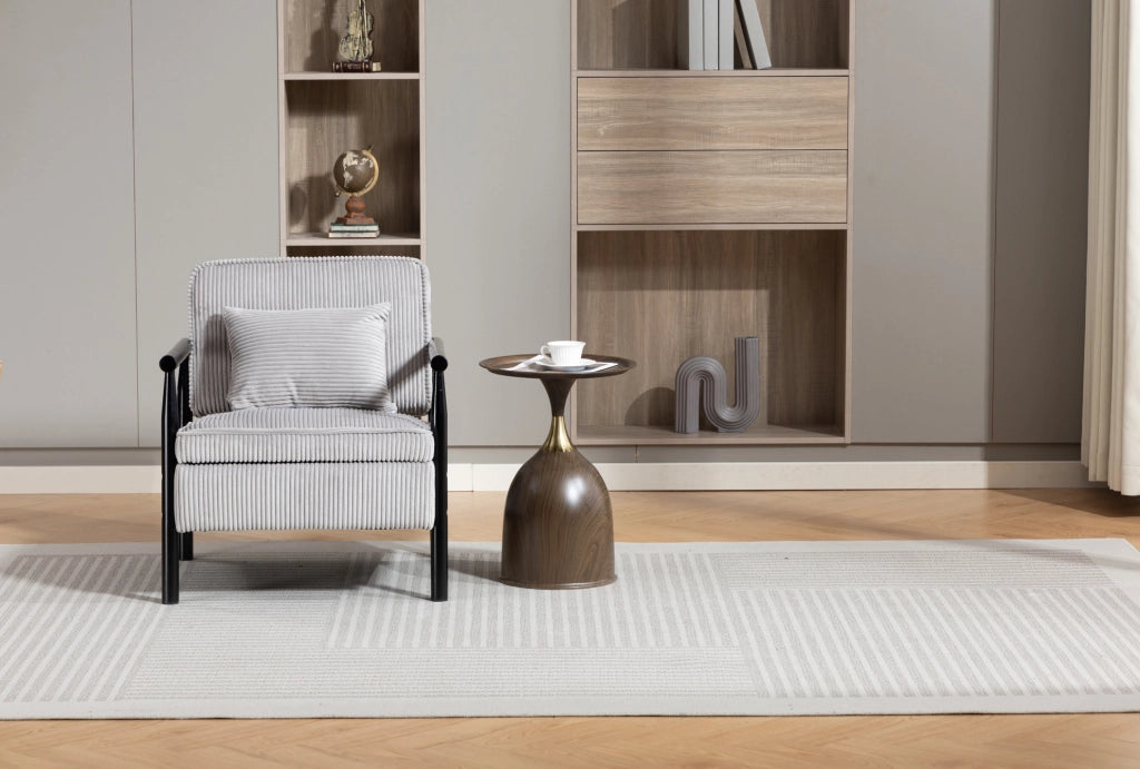 Poltrona 83x66x73 cm grigio chiaro – con cuscino lombare e vano contenitore, velluto