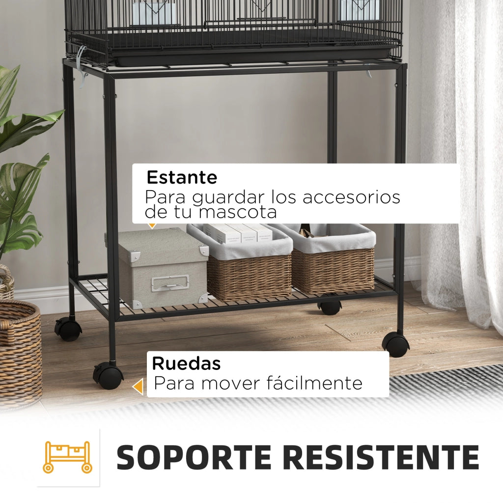Armadio a doppia anta con ruote e appendiabiti ¨C Zephmum ¨C 77x46x164 cm nero