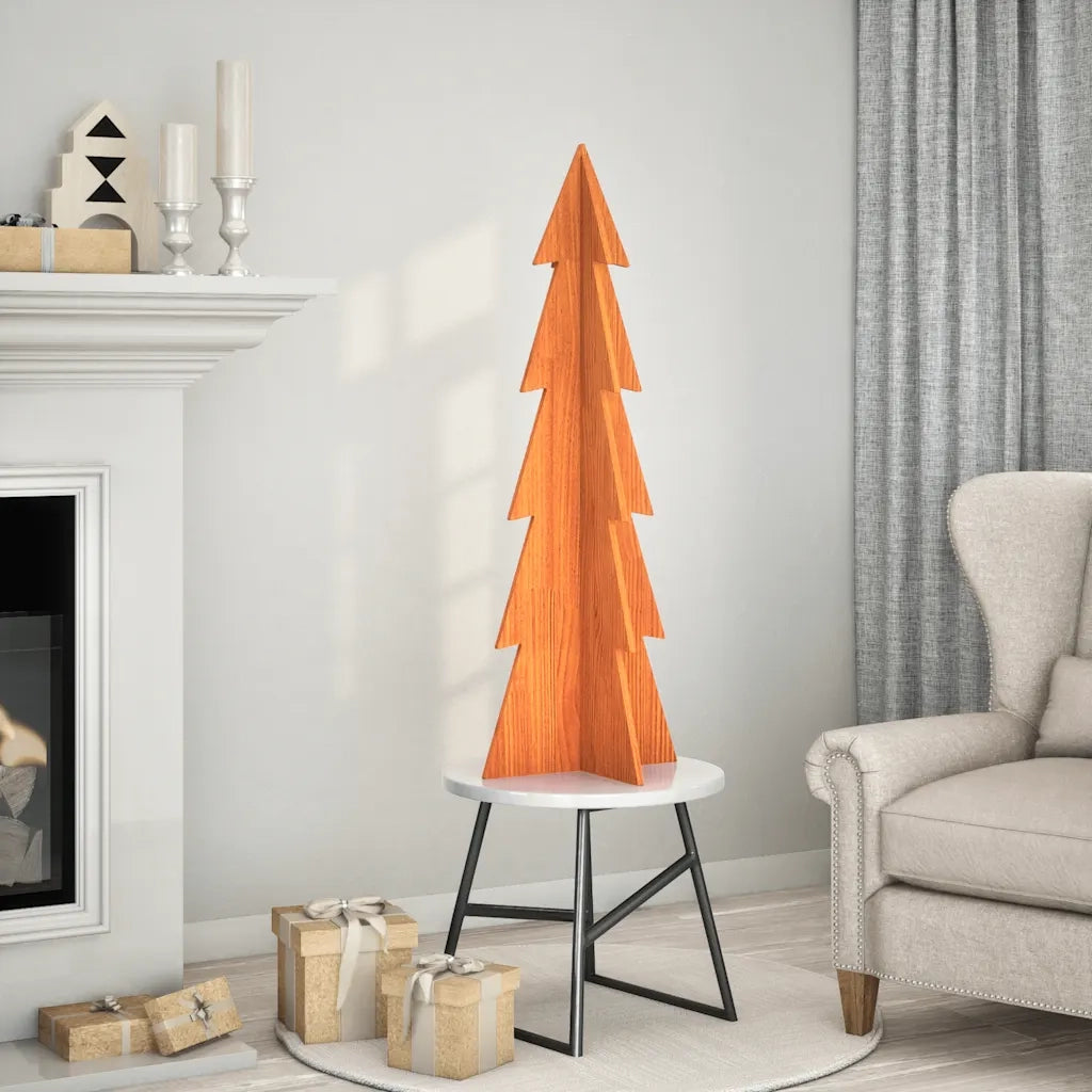 Albero di Natale | Decorazioni natalizie Marrone Cera 112 cm in Legno Massello di Pino