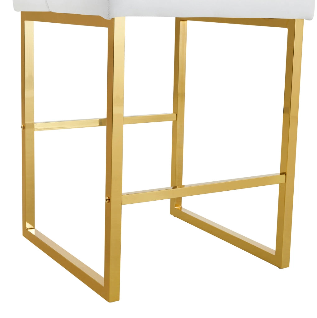 Set di 2 sgabelli da bar 48 x 53,3 x 91,4 cm in metallo e PU bianco e oro