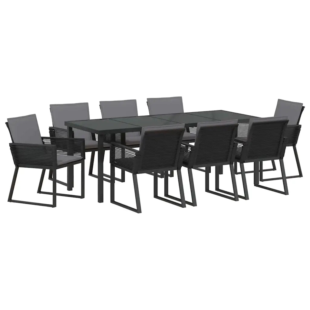 Set da Pranzo per Giardino 9 pcs Nero 3379323