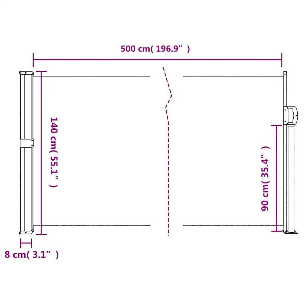 Extendable Side Awning, Anthracite, 140x500 Cm