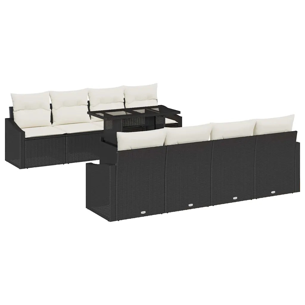 Set Divano da Giardino 7 pcs Nero e crema polyrattan 3348963