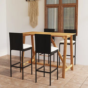 Set da Bar da Giardino 5 pz con Cuscini Nero 3067958