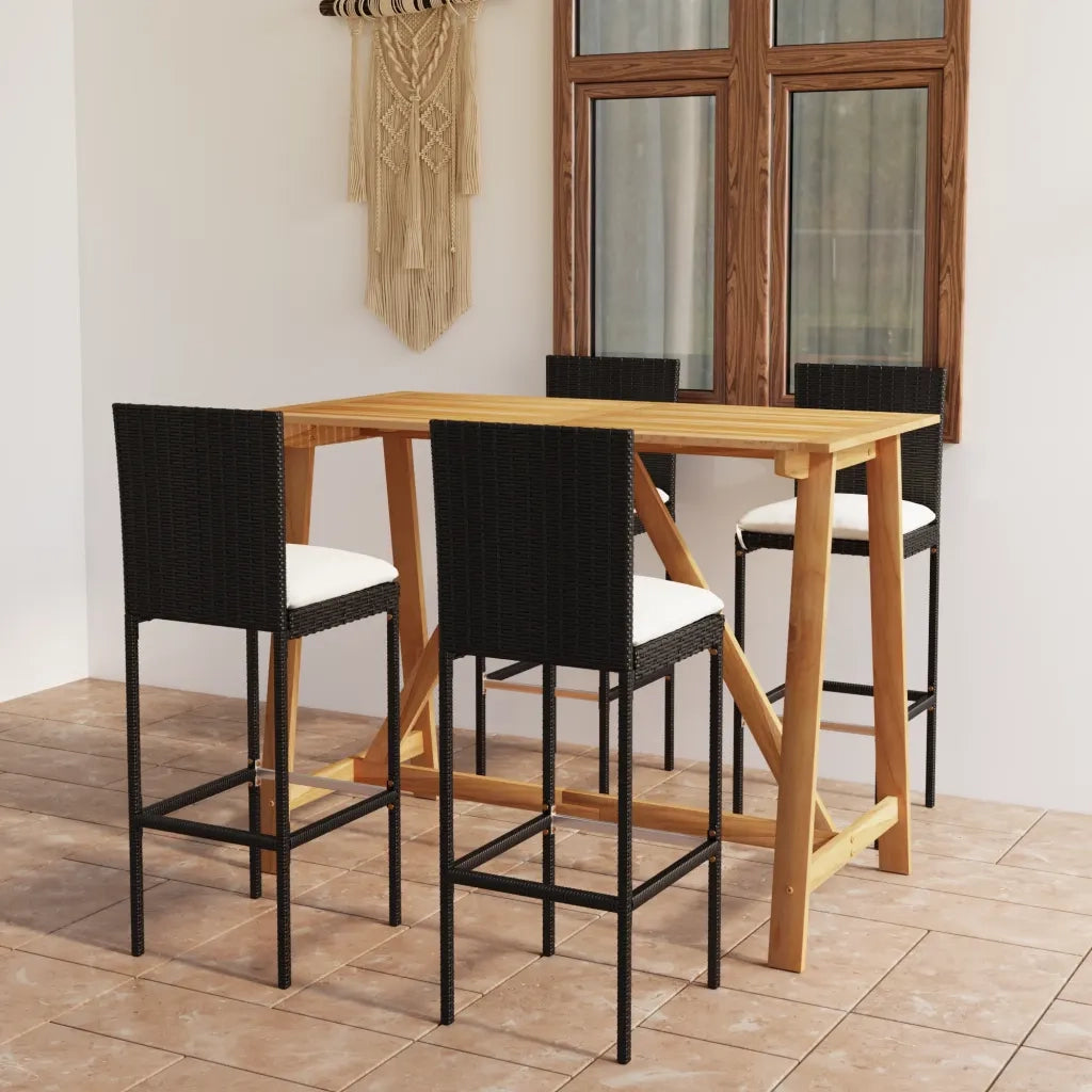 Set da Bar da Giardino 5 pz con Cuscini Nero 3067958
