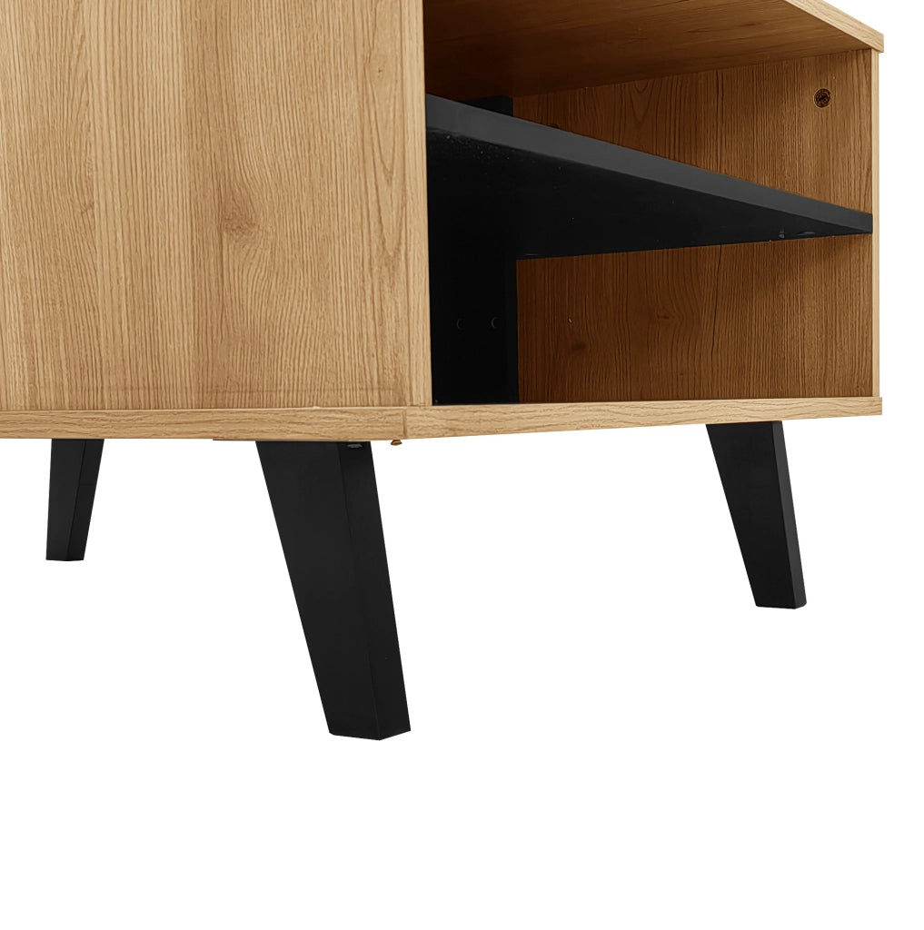 Tavolino da caffè 100 x 60 x 45 cm in vetro e pannello truciolare; naturale e nero