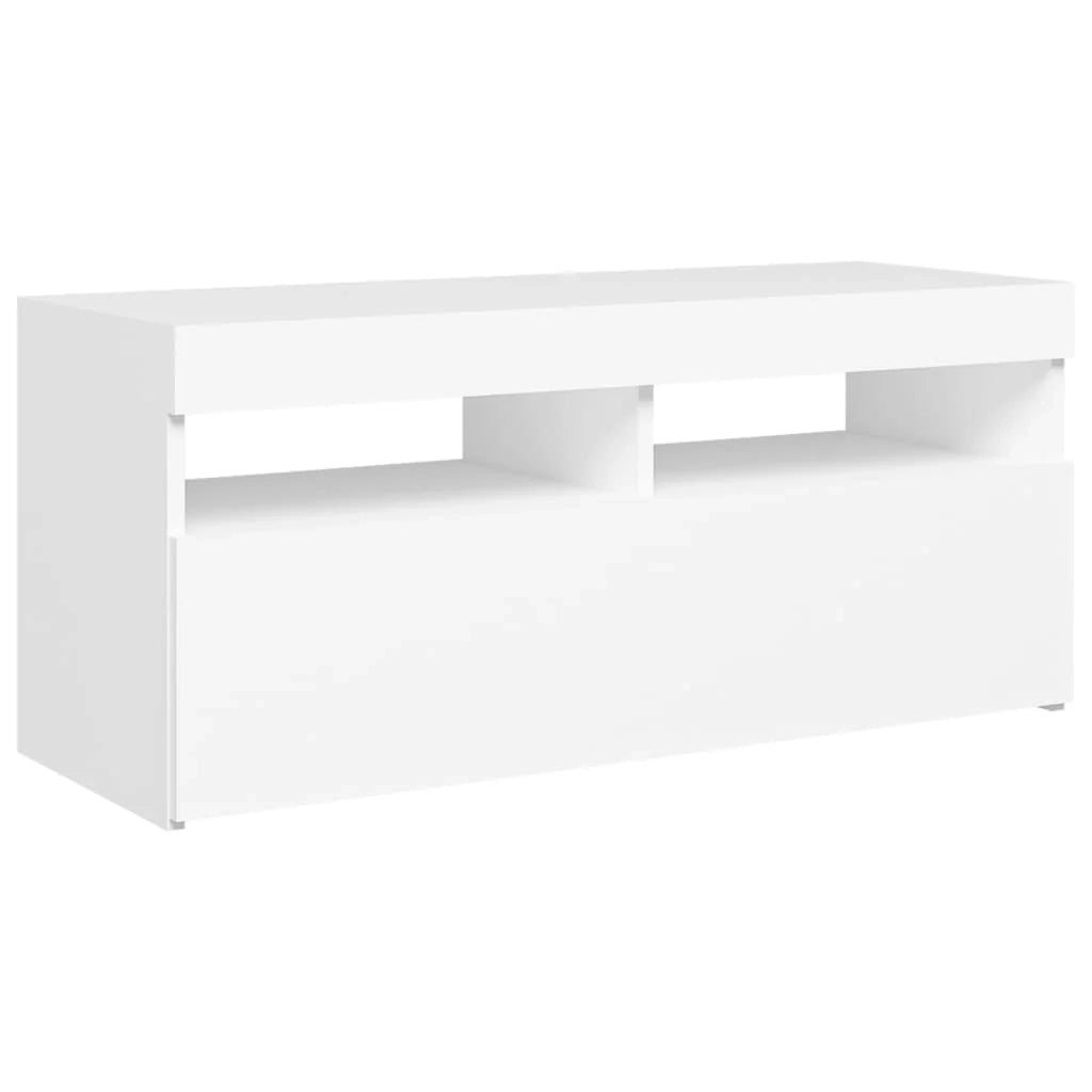 Mobile TV multimediale mensola TV credenza mobile TV per sala da pranzo soggiorno camera da letto con luci LED 90 x 35 x 40 cm bianco 02_0026621
