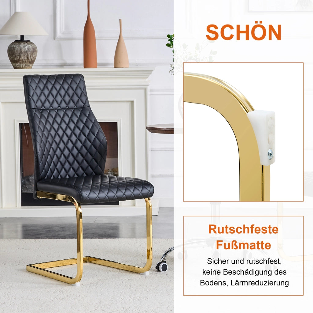 Set tavolo rotondo con 2 sedie imbottite nero e oro