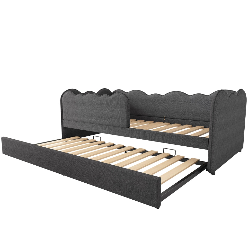 Letto imbottito grigio 90x190 cm con letto estraibile