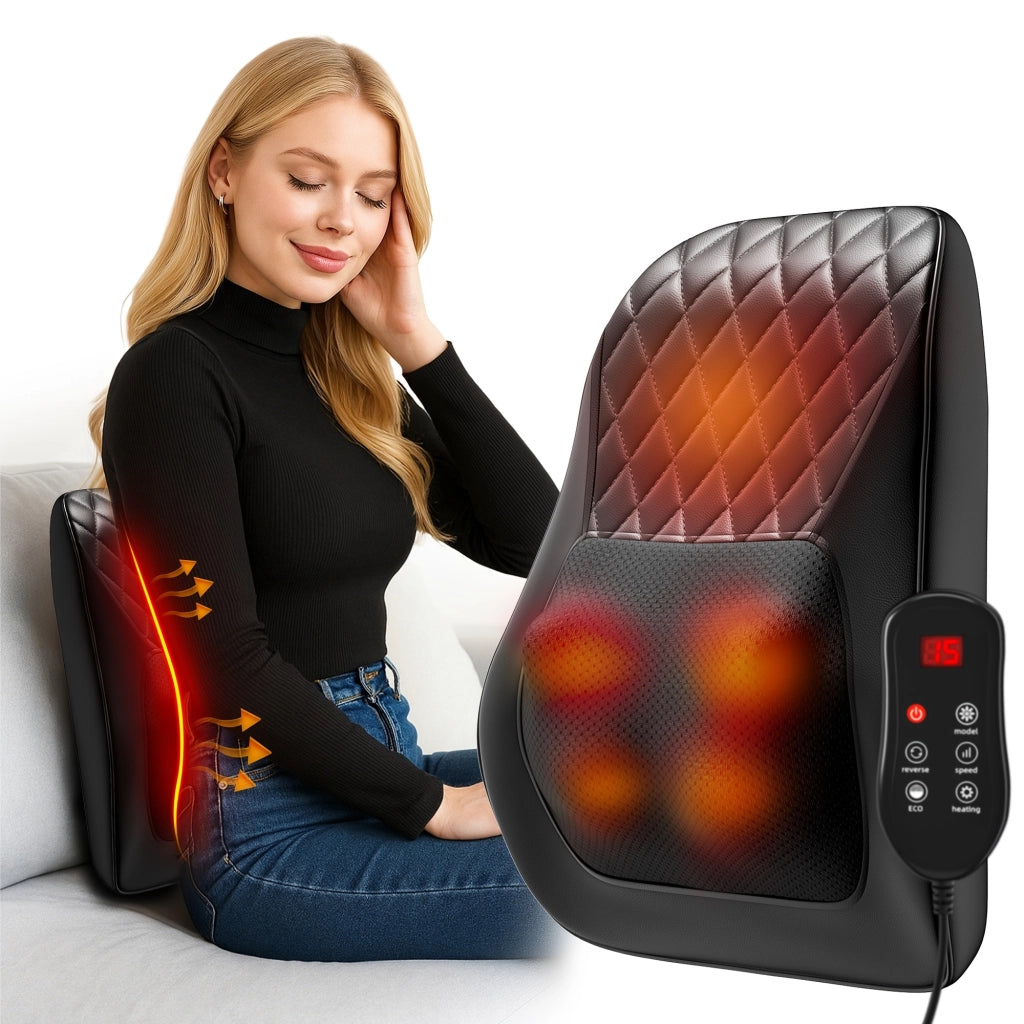 Cuscino massaggiante Shiatsu 3D ricaricabile e senza fili con funzione riscaldante, massaggiatore elettrico portatile per collo, spalle e schiena, ide
