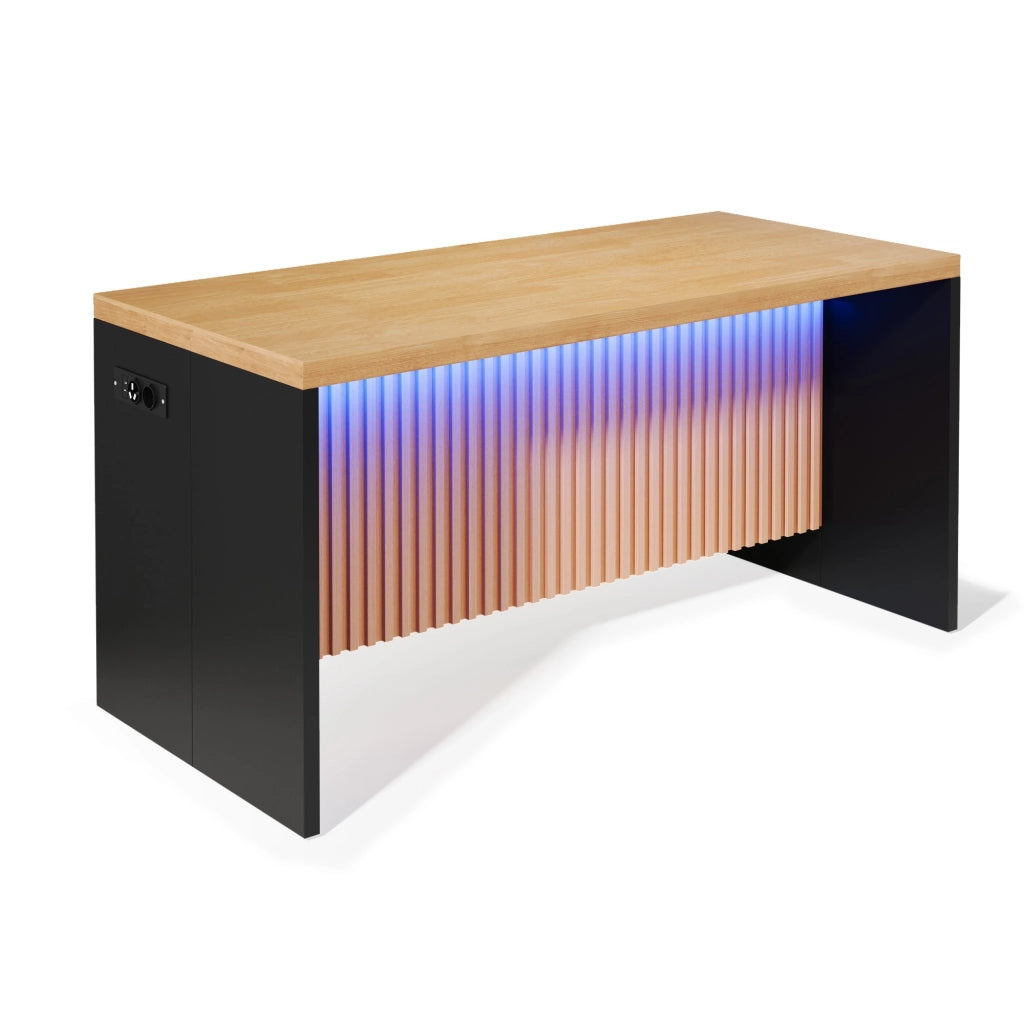 Tavolo da pranzo per 2 persone con prese e porte USB; LED integrato; piano spesso 40 mm per cucina 155×80×90 cm