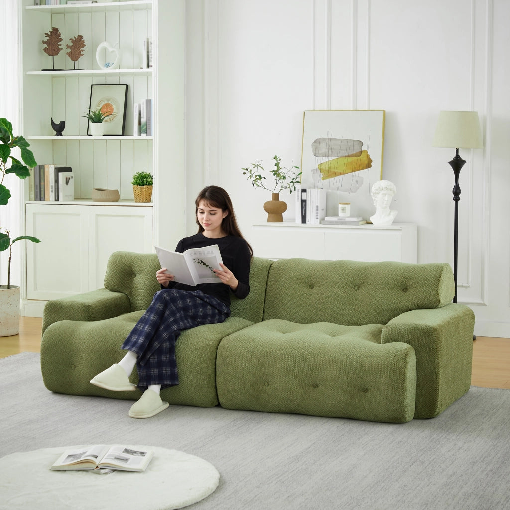 Divano 2 Posti Cloud con Braccioli Larghi e Bottoni ¨C MINIMAL ¨C Verde