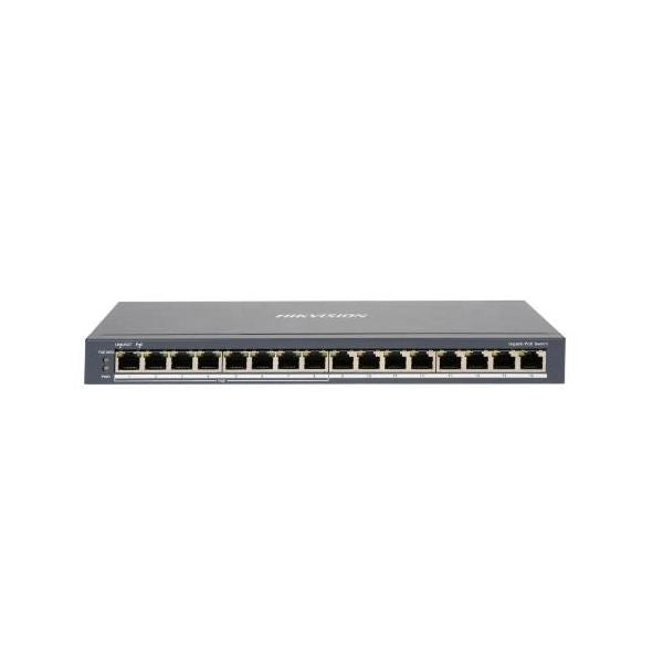 Switch hikvision 8 gigabit poe ports, 8 gigabit rj45, 802.3af/at, poe power budget 110w, soho - ds-3e0516p-o