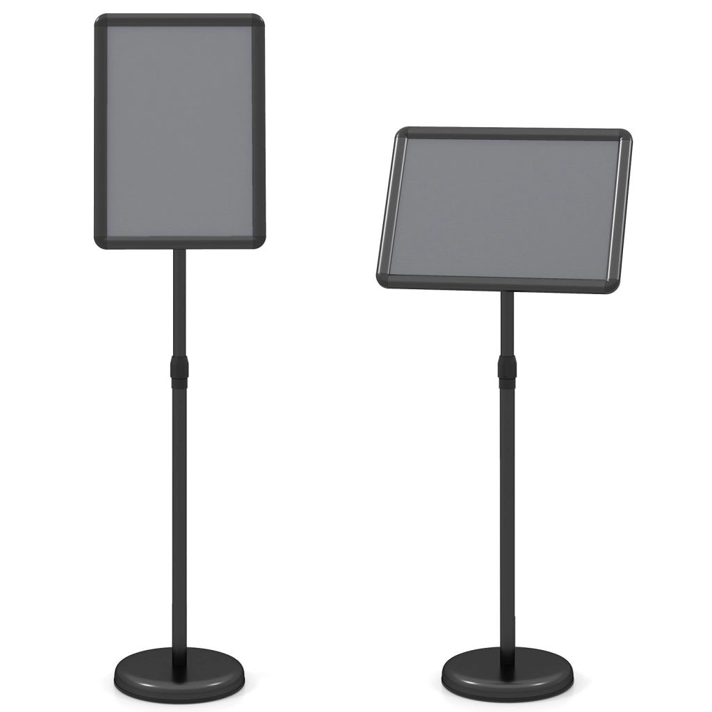 Espositore A4 da terra regolabile metallo base riempibile, Stand per men¨´ poster pubblicit¨¤ ristorante ufficio esterno 87-137 cm 2 Pezzi Nero