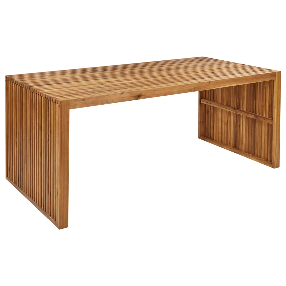Tavolo da pranzo da giardino in legno massiccio di acacia chiaro 180 x 90 cm 6 posti a sedere rettangolare per interni e per esterni Rustico