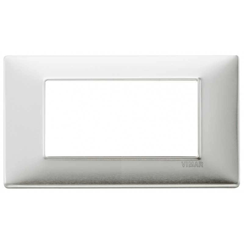 14654.81 Placca 4 Moduli Alluminio Spazzolato Plana