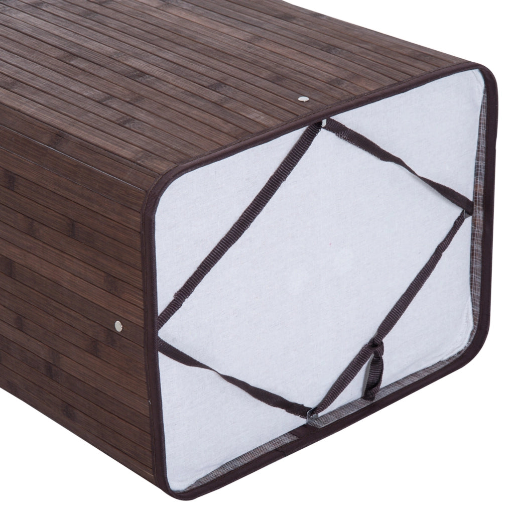 Cesto porta biancheria 72L in bambù con coperchio e manici, 40x30x60 cm, colore marrone scuro