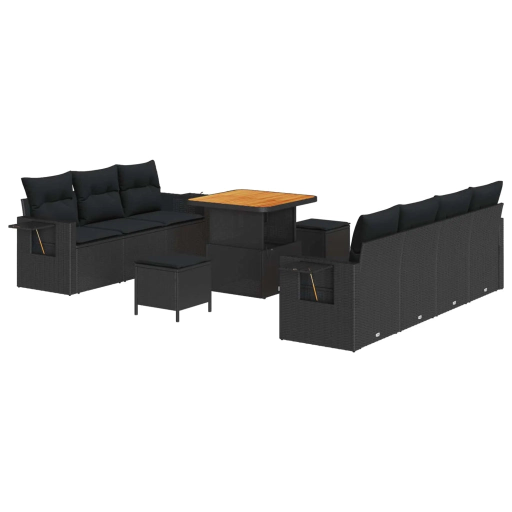 Set Divano da Giardino 10 pcs Nero polyrattan 3361704