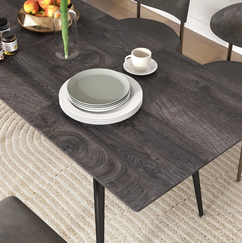 Tavolo da pranzo estensibile 160x75x77 cm in legno grigio, 6-8 persone, salvaspazio –