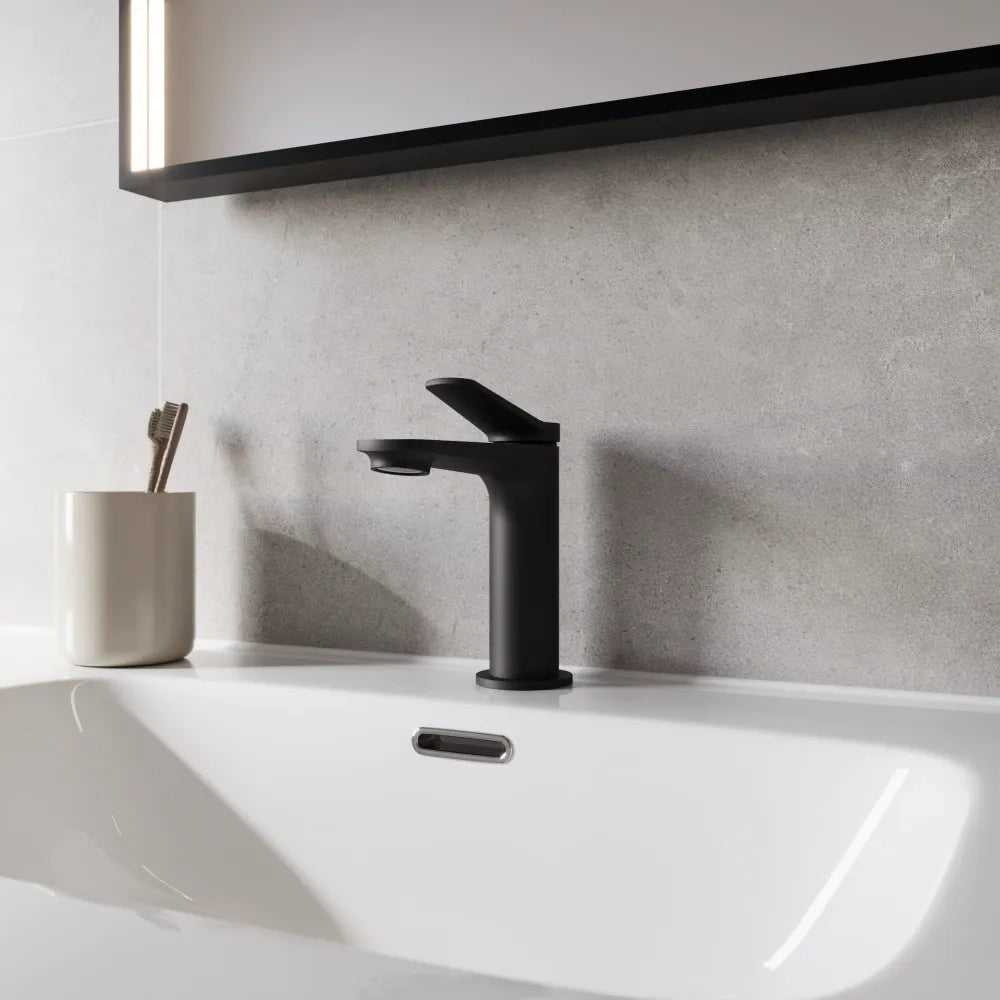Set miscelatori: lavabo bidet senza scarico e incasso doccia monocomando nero opaco | Anne