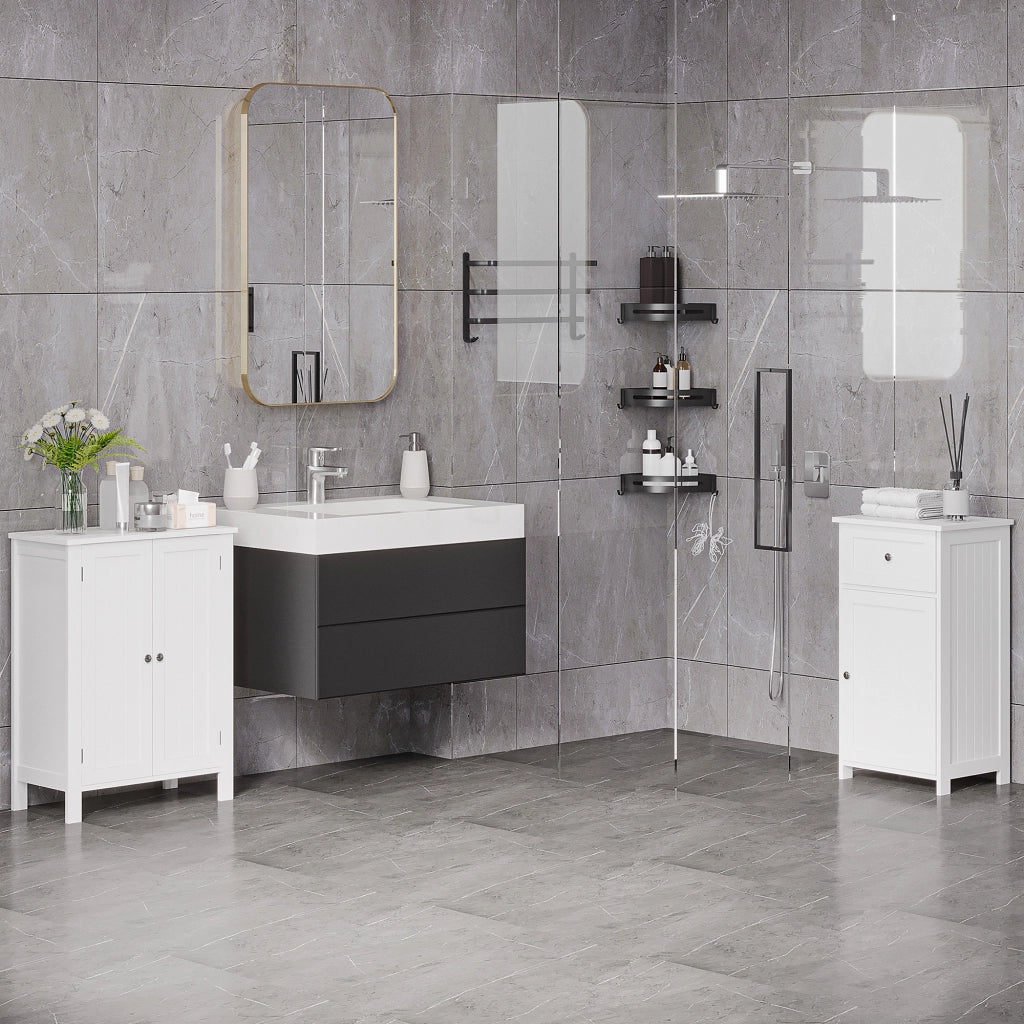 Mobiletto da Bagno con Ante e Ripiani ¨C Minimal ¨C Bianco MDF 60x30x80 cm