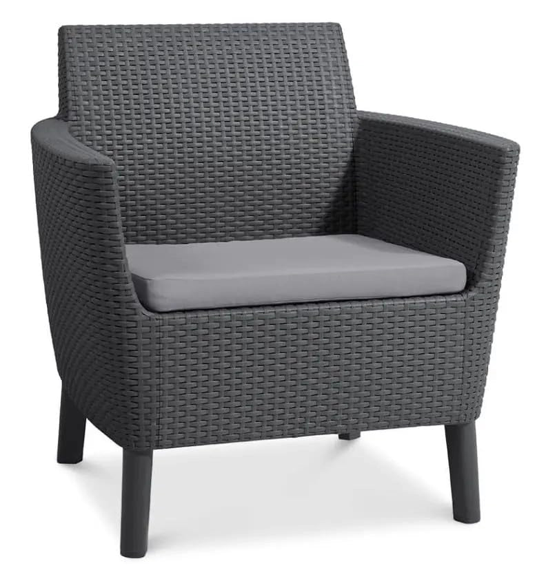 Salottino da Esterno Salemo Lounge Set in Resina Effetto Rattan 4 Pezzi