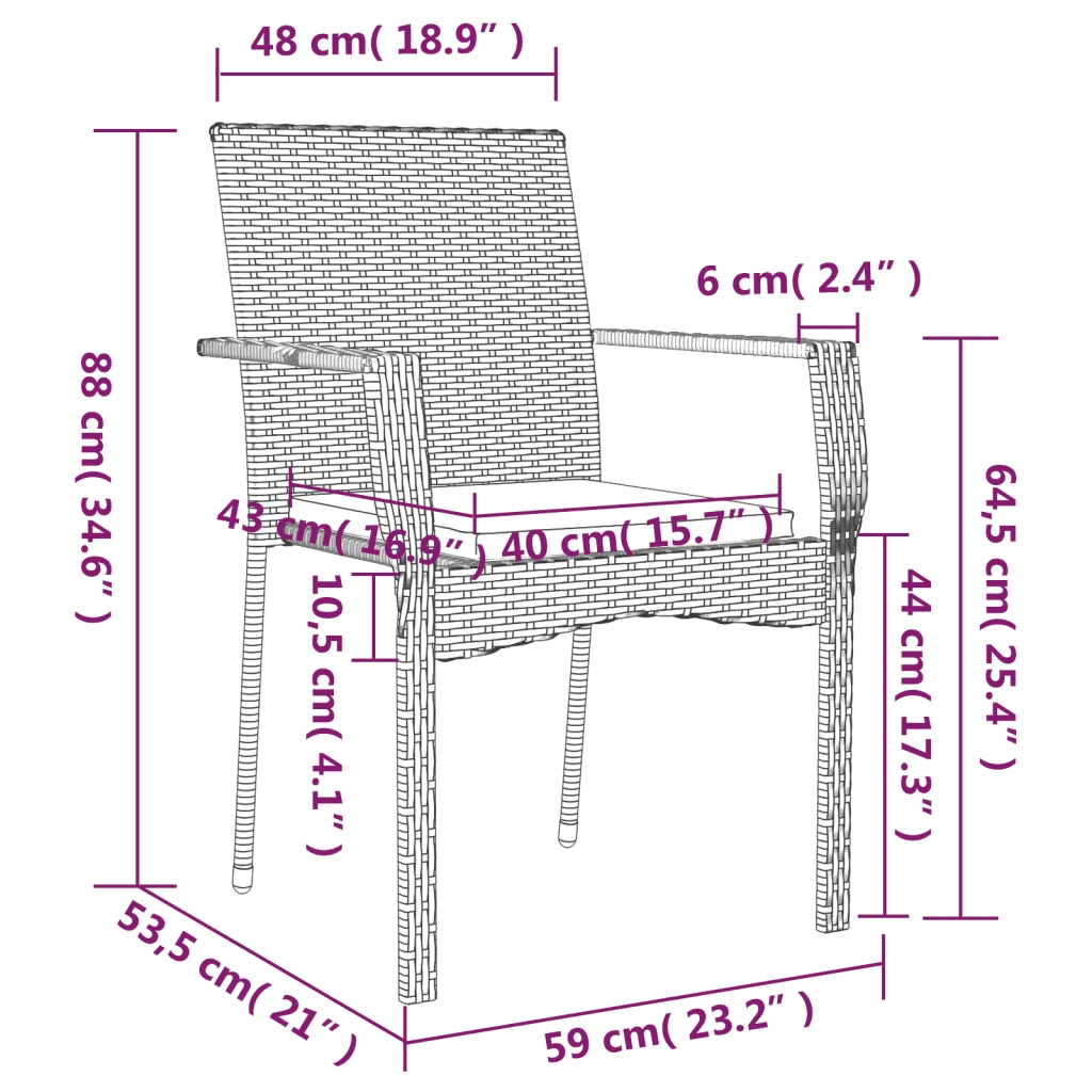 Sedie da Giardino con Cuscini 2 pz | Sedie da Esterno in Polyrattan Grigie