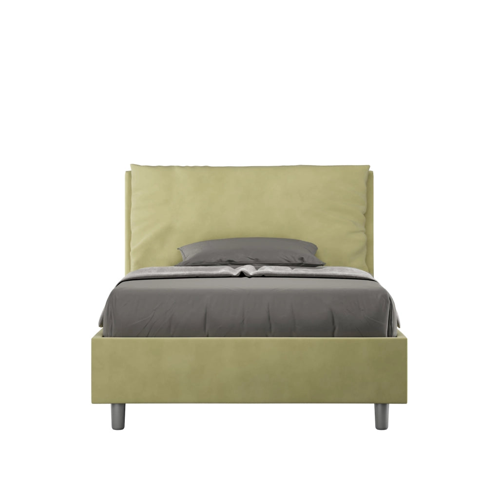 Letto 1 Piazza E Mezzo 110x210 cm con Rete Imbottito in Microfibra Antea Large Tè Verde