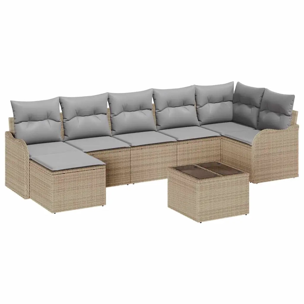 Set Divano da Giardino Beige polyrattan