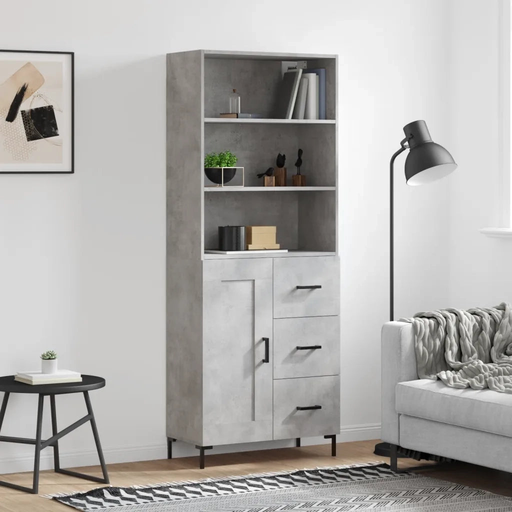 Credenza-Buffet-Armadio da cucina Grigio Cemento 69,5x34x180 cm in Legno Multistrato 776370