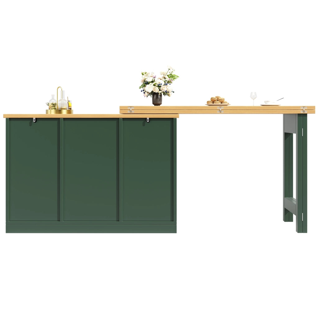 Tavolo allungabile con vani e portabottiglie - per soggiorno e cucina - in MDF - verde