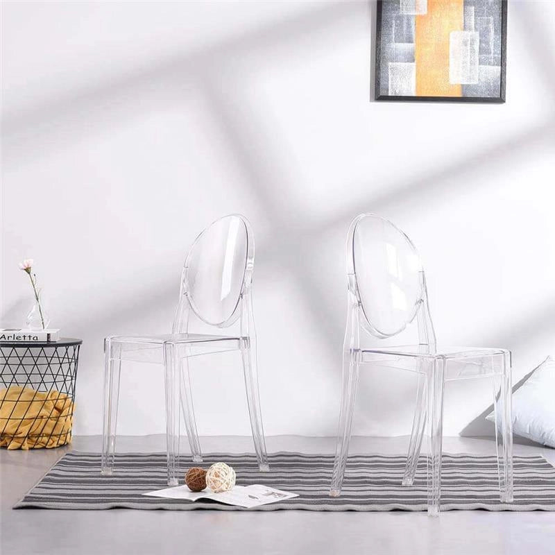 SEDIA LOUVRE IN POLICARBONATO DESIGN CLASSICO CON SCHIENALE FORMA OVALE PER INTERNI COLORE TRASPARENTE 46X55X90H CM