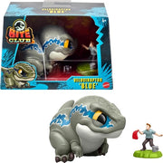 Figura e accessori del Velociraptor del Club Morsa del Giurassico in blu